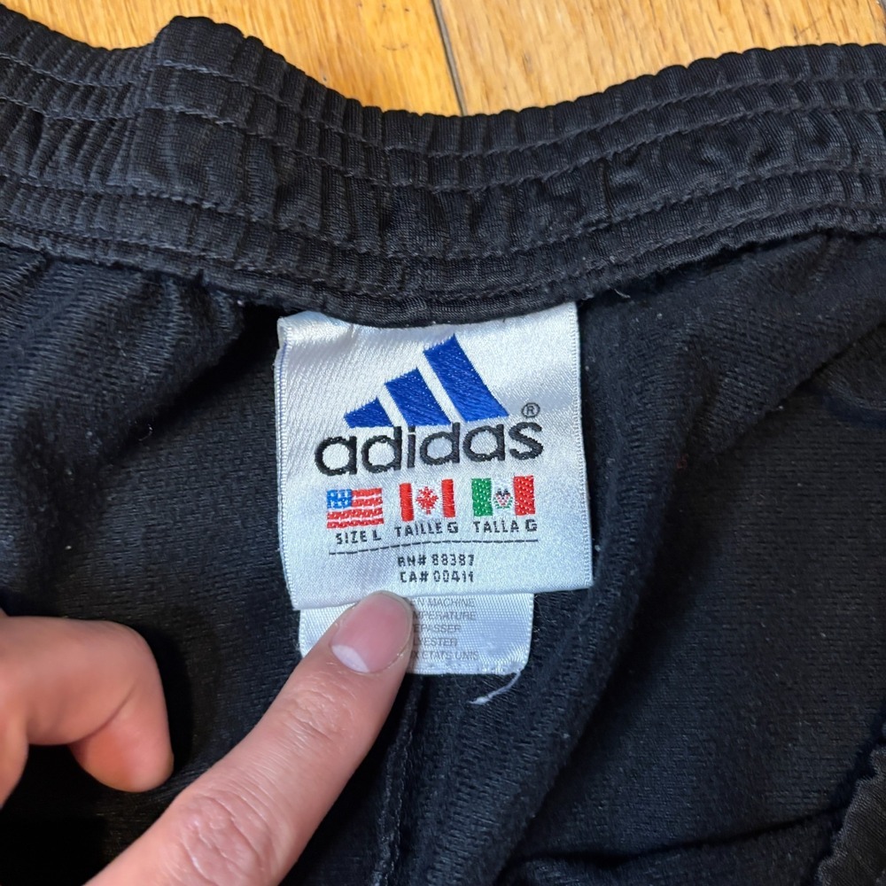 Adidas Vintage Y2K Tearaway Snap Pants Mens L Black White Stripe MiUSA - Picture 4 of 10
